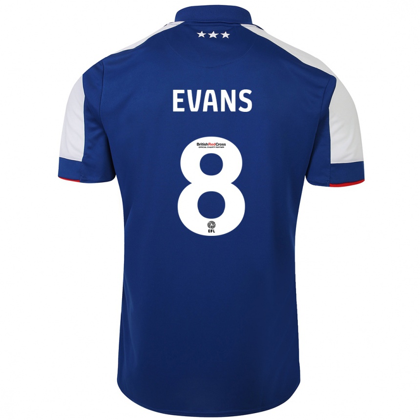 Hombre Fútbol Camiseta Lee Evans #8 Azul 1ª Equipación 2023/24