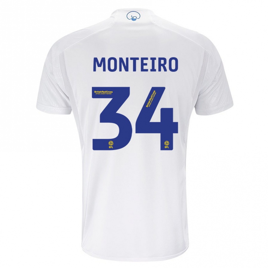 Hombre Fútbol Camiseta Diogo Monteiro #34 Blanco 1ª Equipación 2023/24