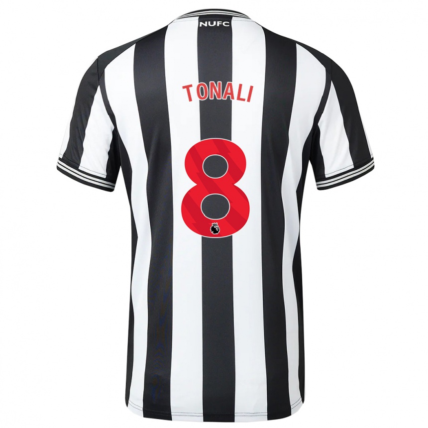Hombre Fútbol Camiseta Sandro Tonali #8 Blanco Negro 1ª Equipación 2023/24
