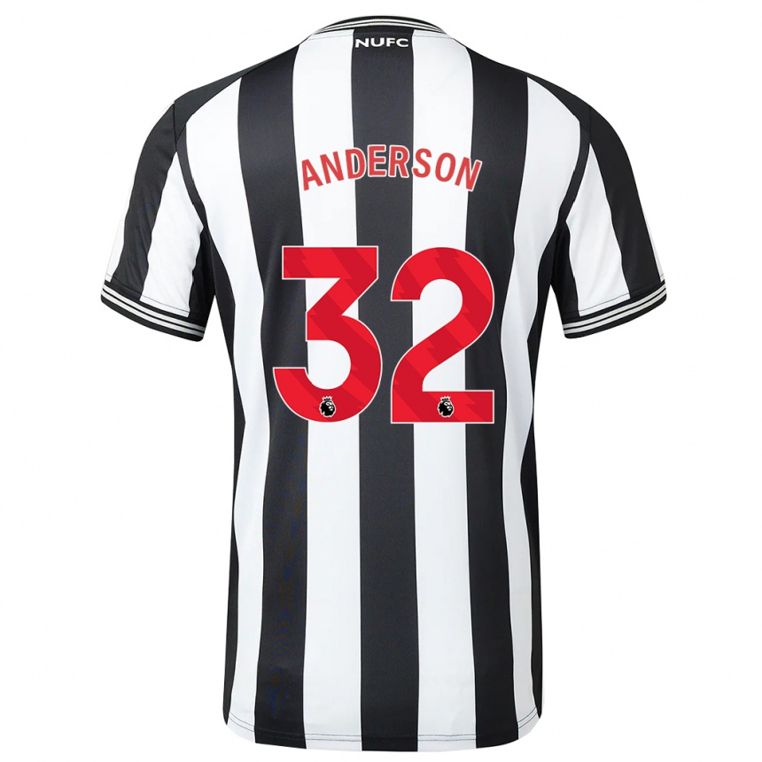 Hombre Fútbol Camiseta Elliot Anderson #32 Blanco Negro 1ª Equipación 2023/24