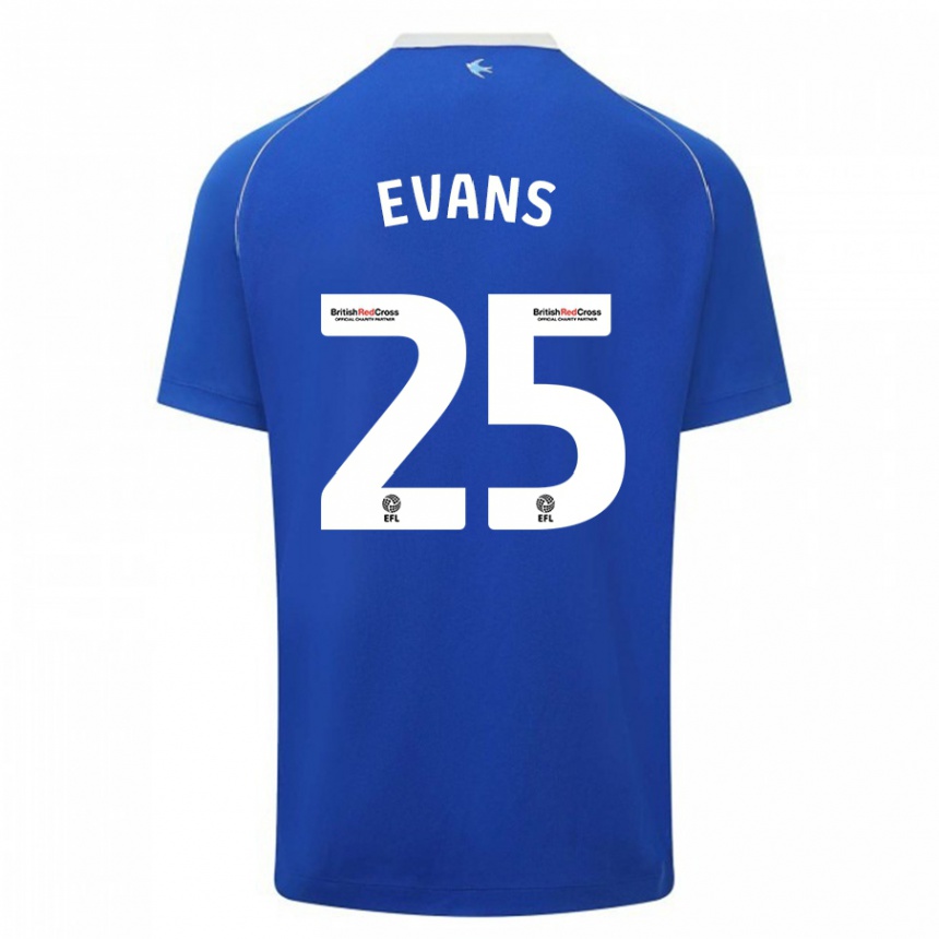 Hombre Fútbol Camiseta Kieron Evans #25 Azul 1ª Equipación 2023/24