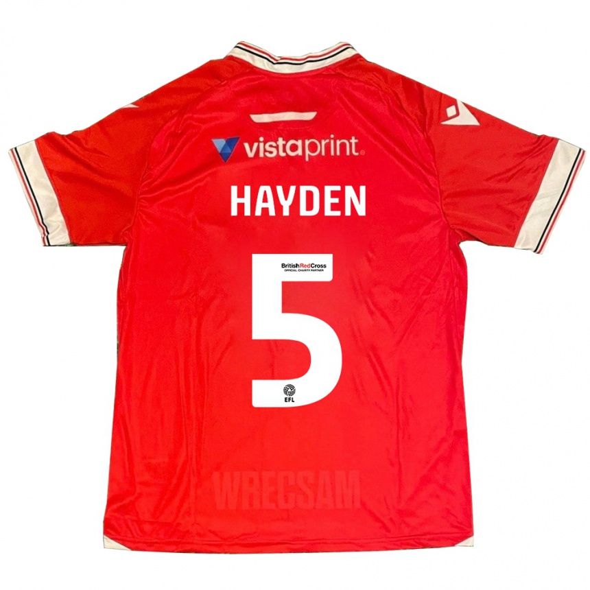 Hombre Fútbol Camiseta Aaron Hayden #5 Rojo 1ª Equipación 2023/24