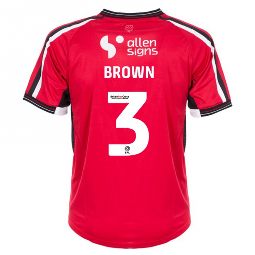 Hombre Fútbol Camiseta Jaden Brown #3 Rojo 1ª Equipación 2023/24