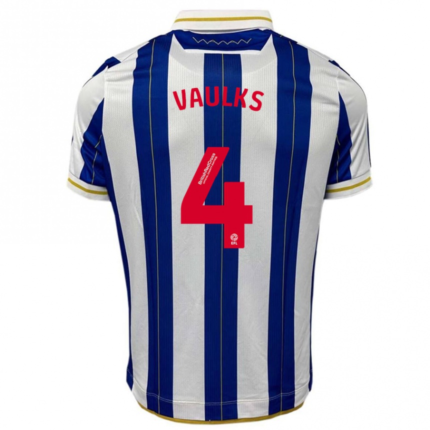 Hombre Fútbol Camiseta Will Vaulks #4 Azul Blanco 1ª Equipación 2023/24