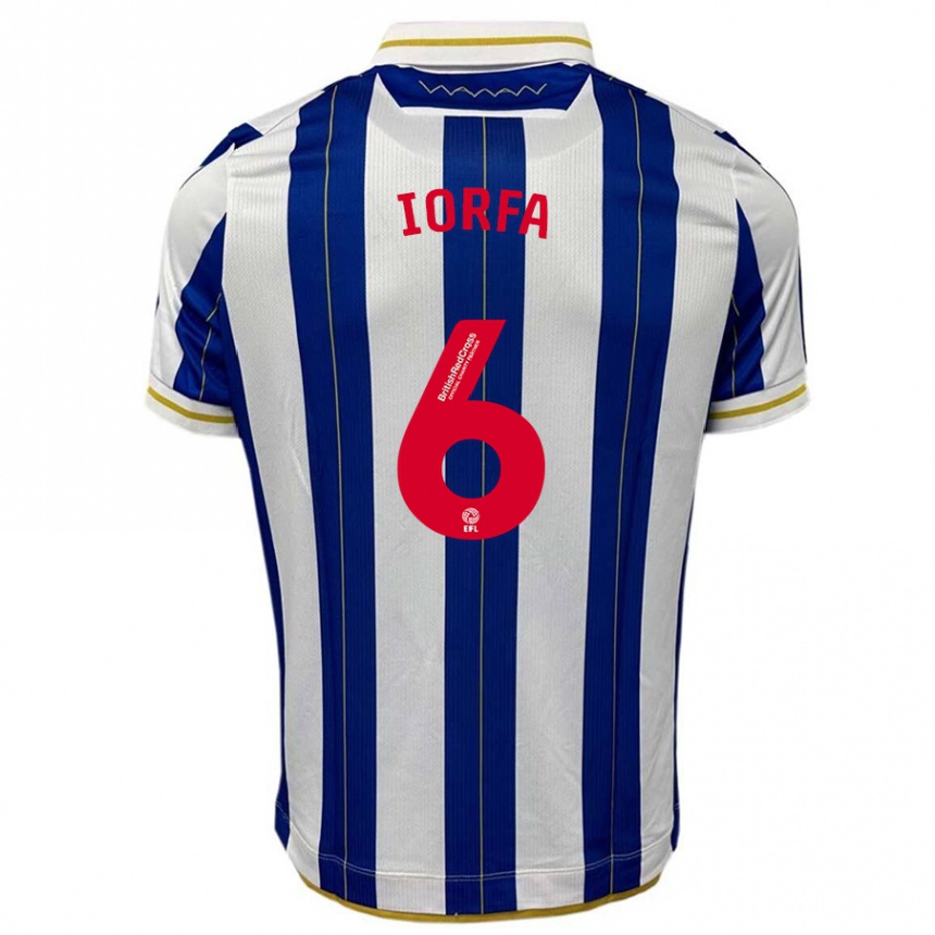 Hombre Fútbol Camiseta Dominic Iorfa #6 Azul Blanco 1ª Equipación 2023/24