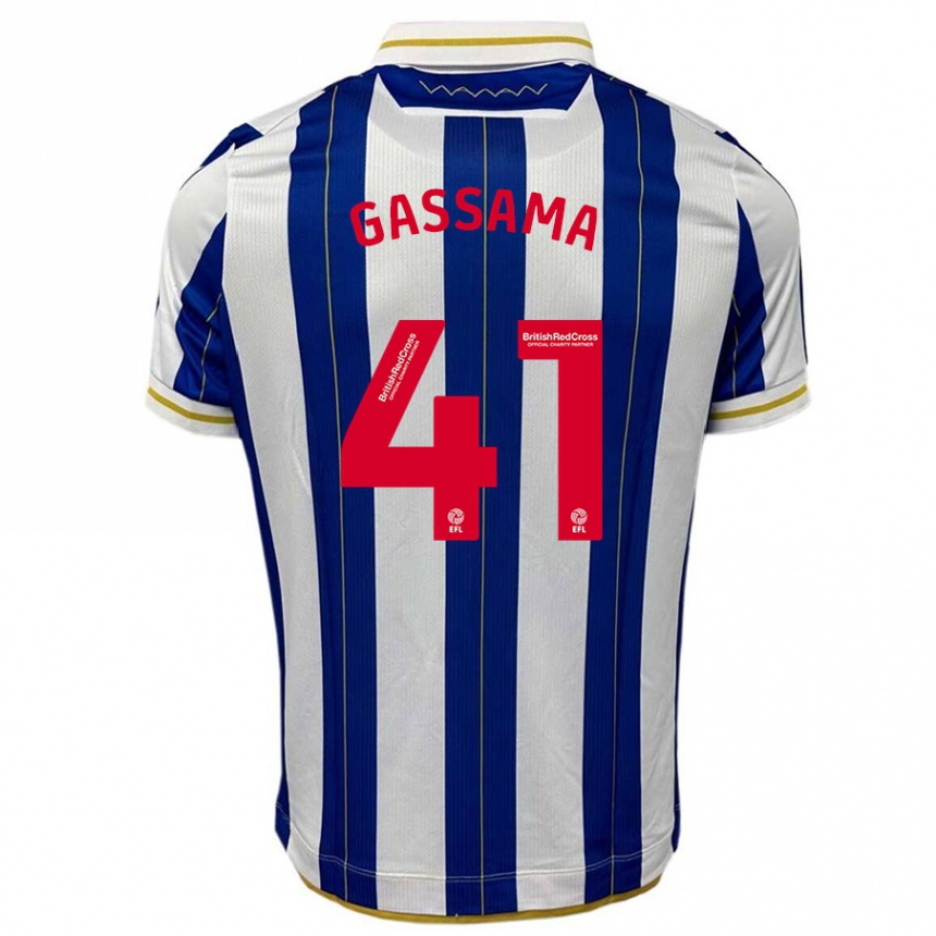 Hombre Fútbol Camiseta Djeidi Gassama #41 Azul Blanco 1ª Equipación 2023/24