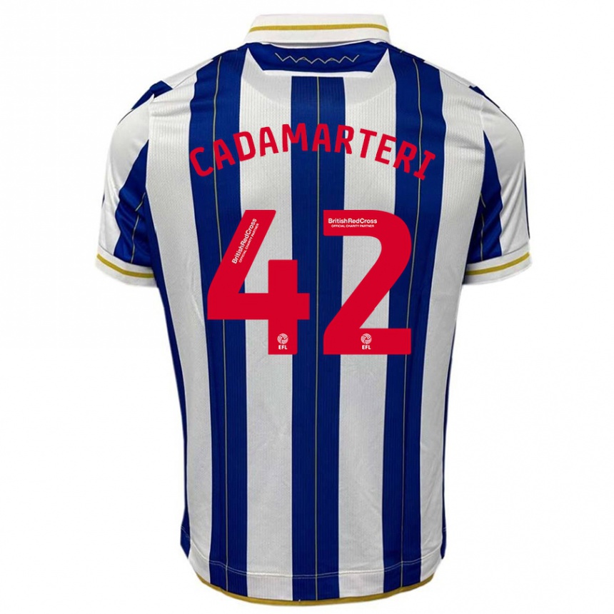 Hombre Fútbol Camiseta Bailey Cadamarteri #42 Azul Blanco 1ª Equipación 2023/24