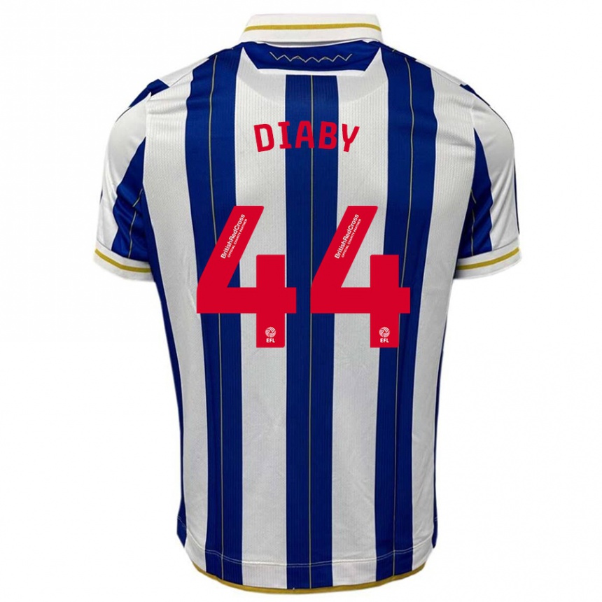 Hombre Fútbol Camiseta Momo Diaby #44 Azul Blanco 1ª Equipación 2023/24