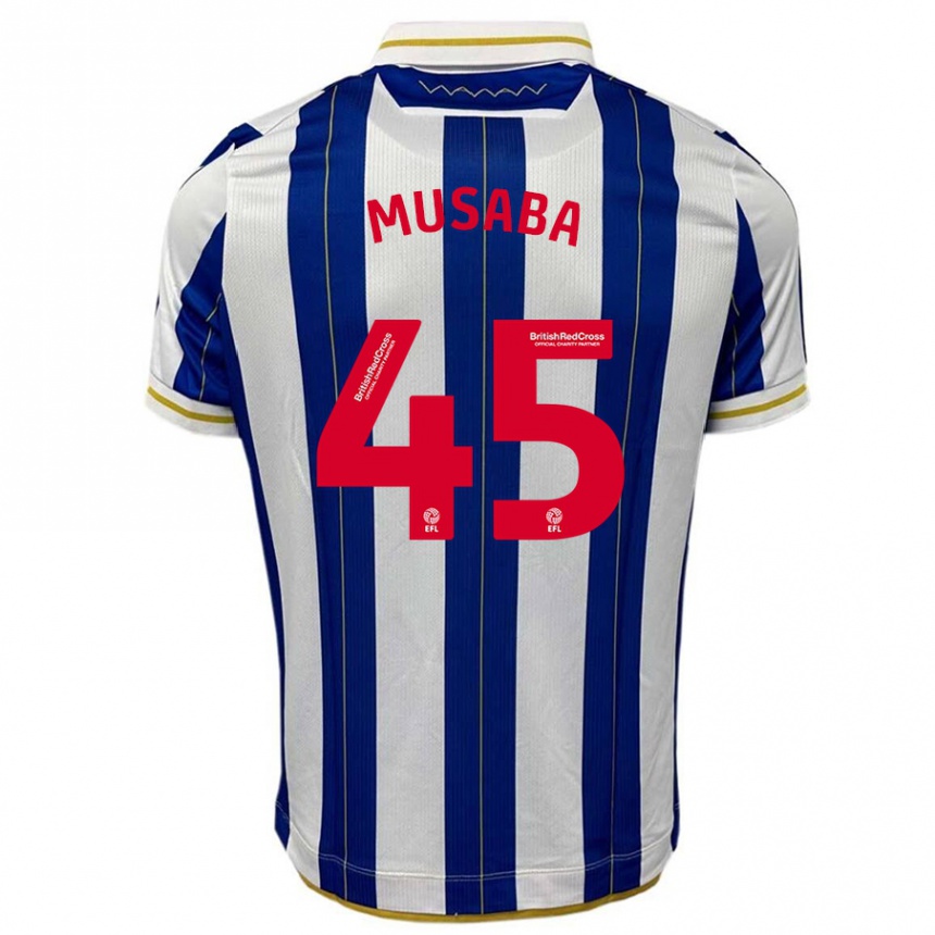 Hombre Fútbol Camiseta Anthony Musaba #45 Azul Blanco 1ª Equipación 2023/24