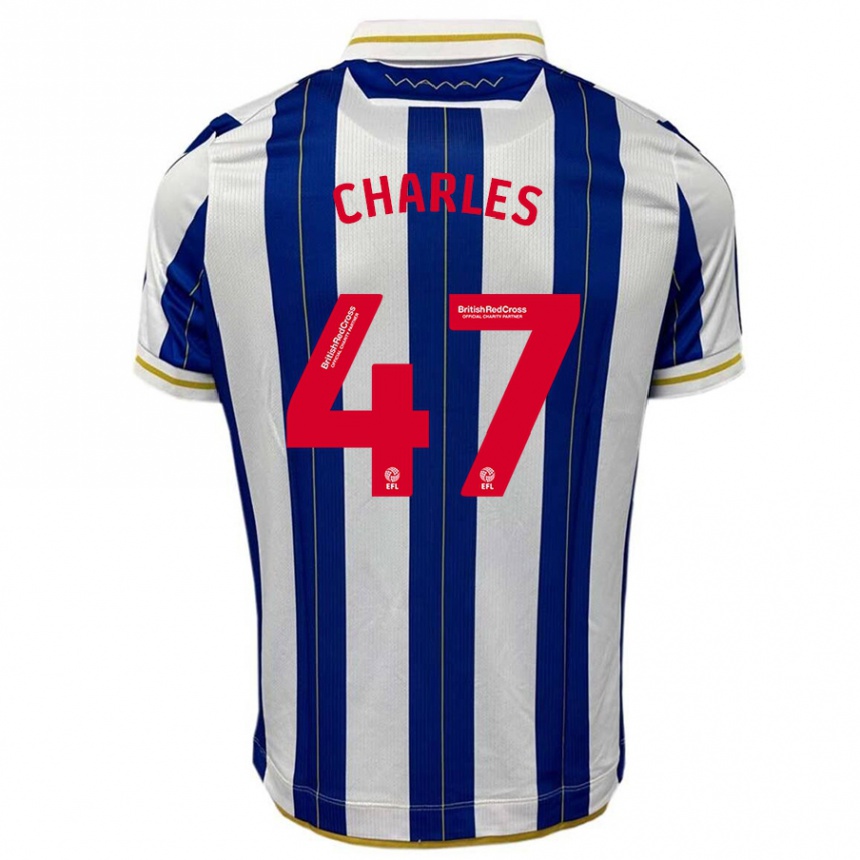 Hombre Fútbol Camiseta Pierce Charles #47 Azul Blanco 1ª Equipación 2023/24