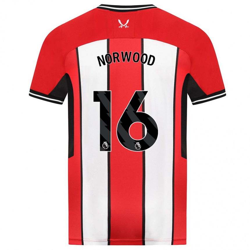 Hombre Fútbol Camiseta Oliver Norwood #16 Rojo 1ª Equipación 2023/24