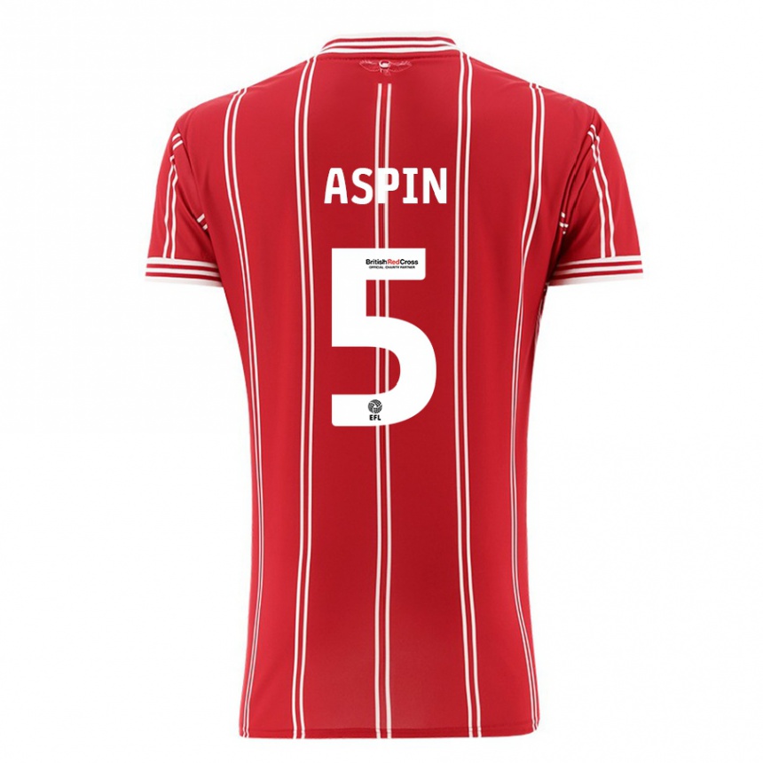 Hombre Fútbol Camiseta Brooke Aspin #5 Rojo 1ª Equipación 2023/24