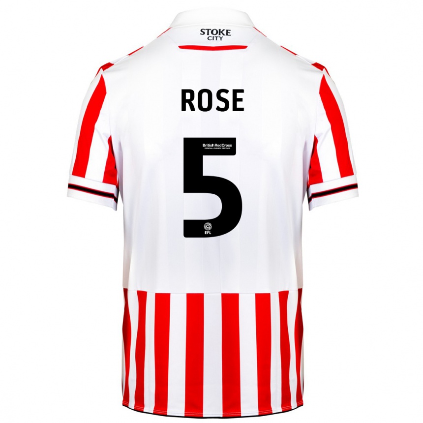 Hombre Fútbol Camiseta Michael Rose #5 Rojo Blanco 1ª Equipación 2023/24