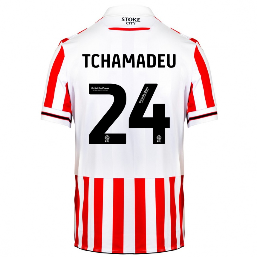 Hombre Fútbol Camiseta Junior Tchamadeu #24 Rojo Blanco 1ª Equipación 2023/24