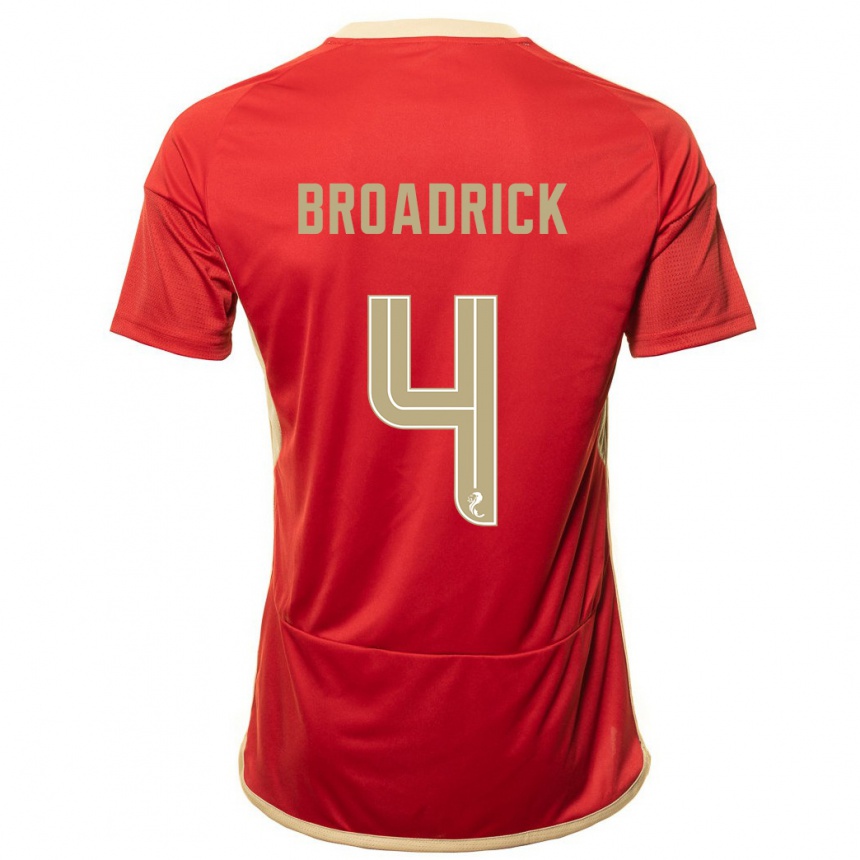 Hombre Fútbol Camiseta Jessica Broadrick #4 Rojo 1ª Equipación 2023/24