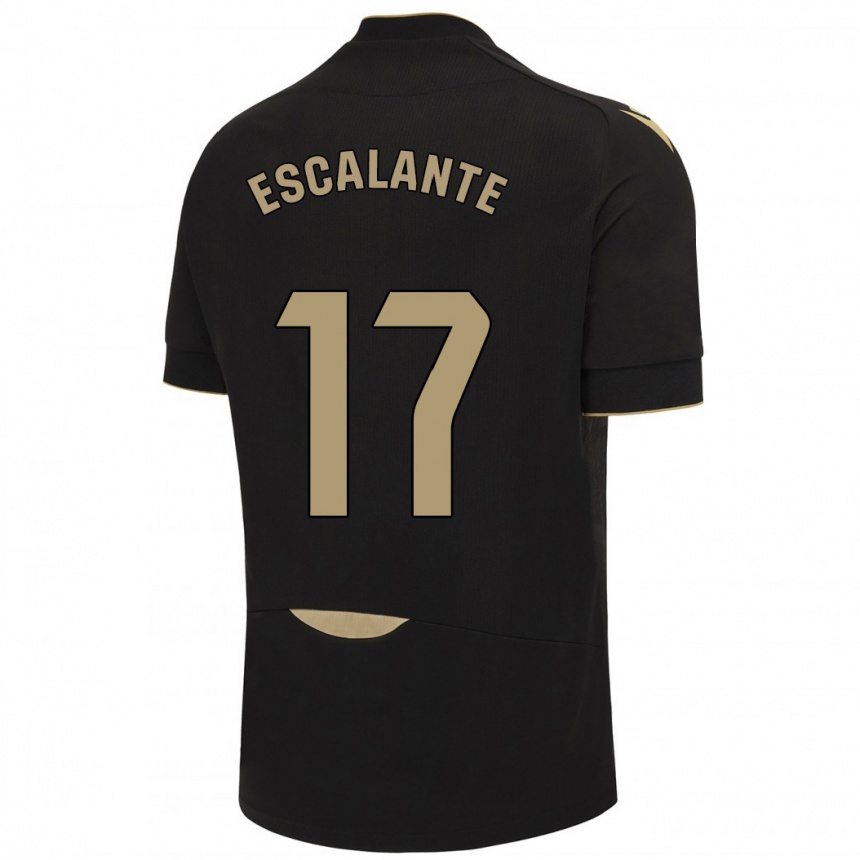 Hombre Fútbol Camiseta Gonzalo Escalante #17 Negro 2ª Equipación 2023/24