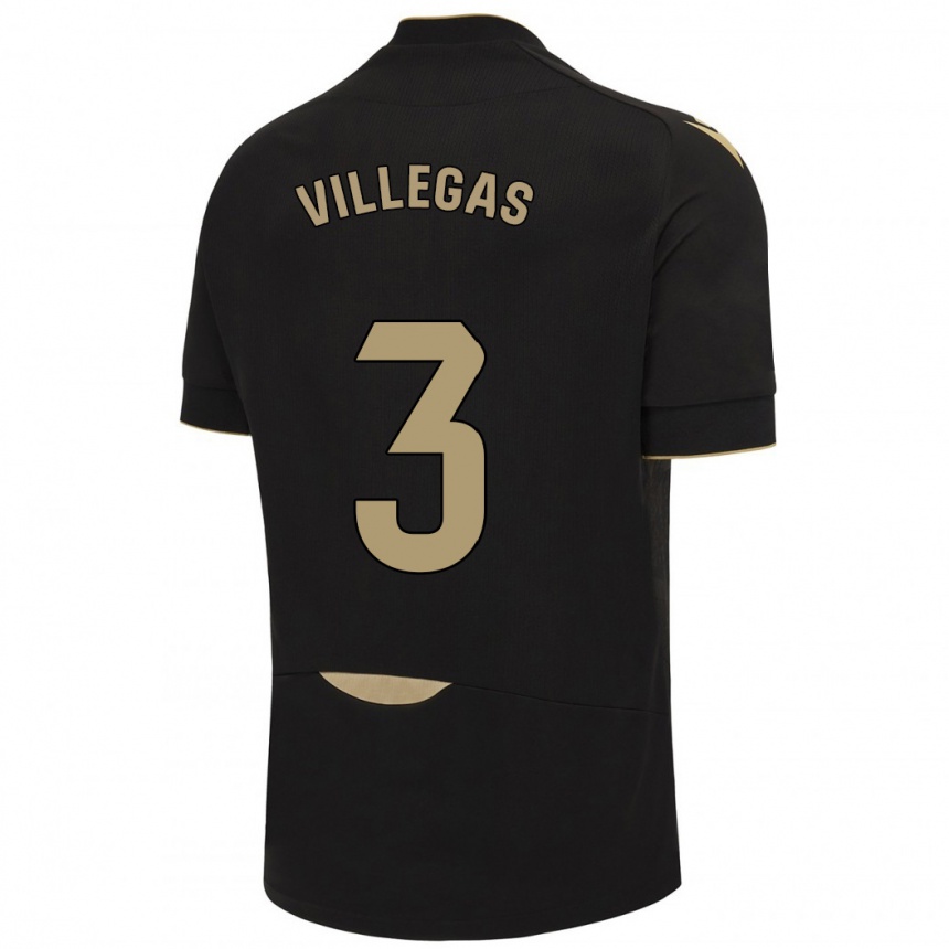 Hombre Fútbol Camiseta Virginia Villegas Rico #3 Negro 2ª Equipación 2023/24