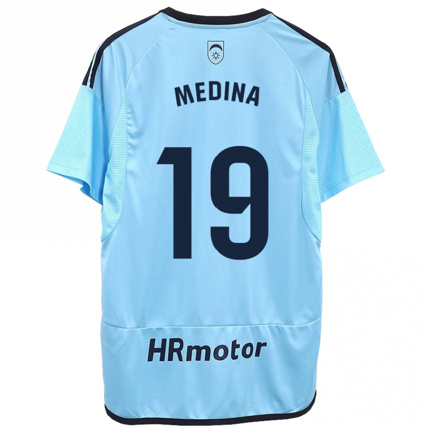 Hombre Fútbol Camiseta Arantxa Medina Torreblanca #19 Azul 2ª Equipación 2023/24