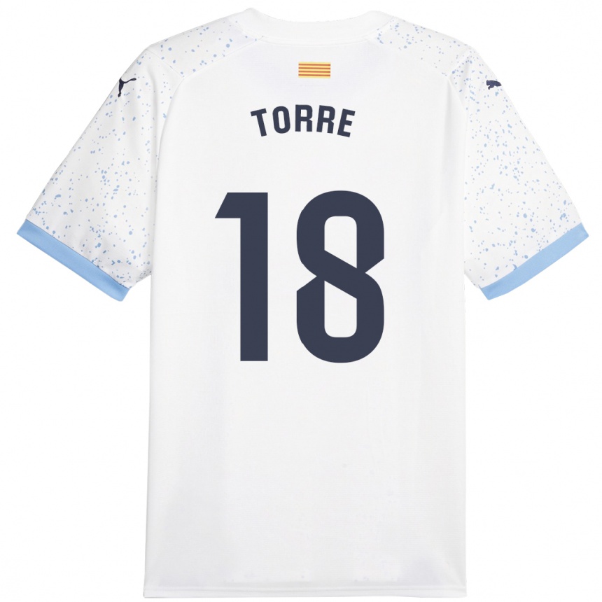 Hombre Fútbol Camiseta Pablo Torre #18 Blanco 2ª Equipación 2023/24