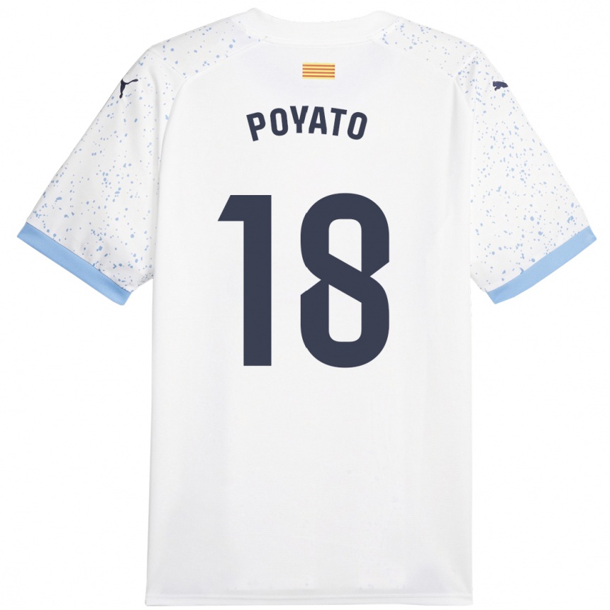 Hombre Fútbol Camiseta Marina Poyato #18 Blanco 2ª Equipación 2023/24