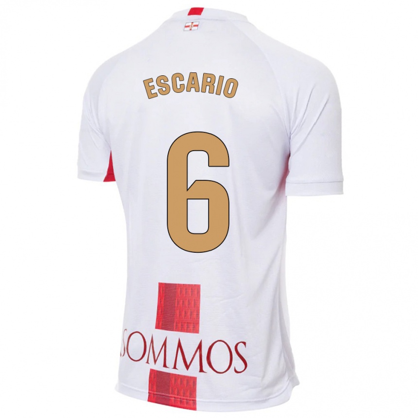 Hombre Fútbol Camiseta Jaime Escario #6 Blanco 2ª Equipación 2023/24