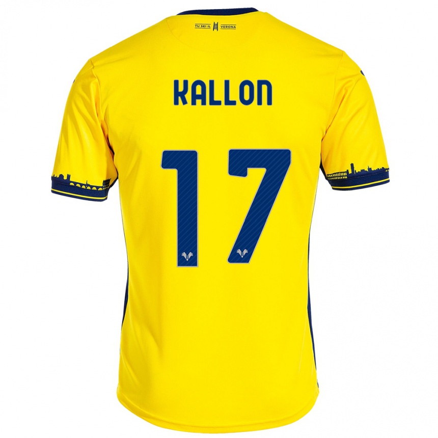 Hombre Fútbol Camiseta Yayah Kallon #17 Amarillo 2ª Equipación 2023/24