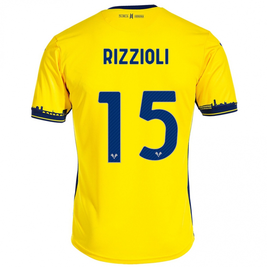 Hombre Fútbol Camiseta Gaia Rizzioli #15 Amarillo 2ª Equipación 2023/24