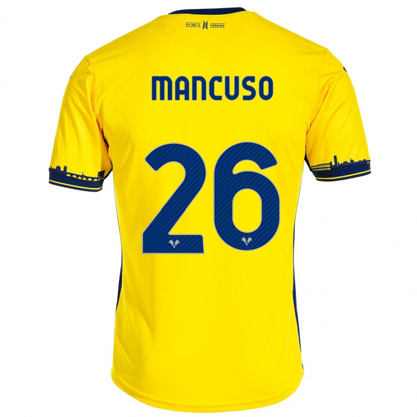 Hombre Fútbol Camiseta Giulia Mancuso #26 Amarillo 2ª Equipación 2023/24