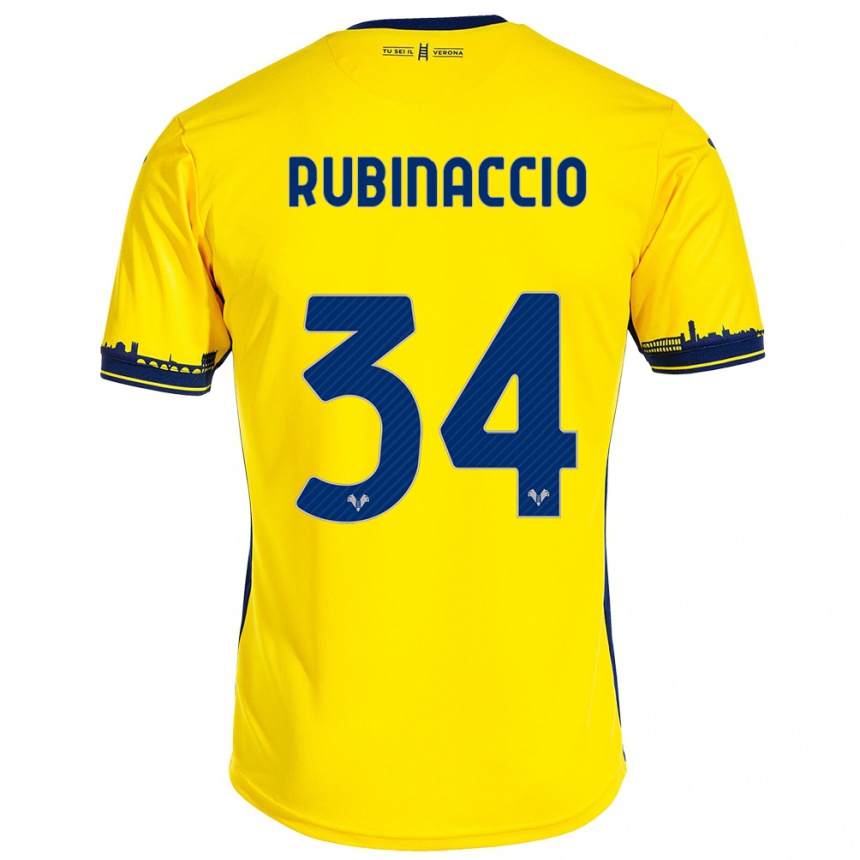 Hombre Fútbol Camiseta Nikol Rubinaccio #34 Amarillo 2ª Equipación 2023/24