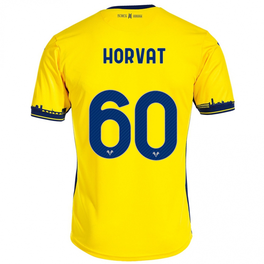 Hombre Fútbol Camiseta Mihaela Horvat #60 Amarillo 2ª Equipación 2023/24
