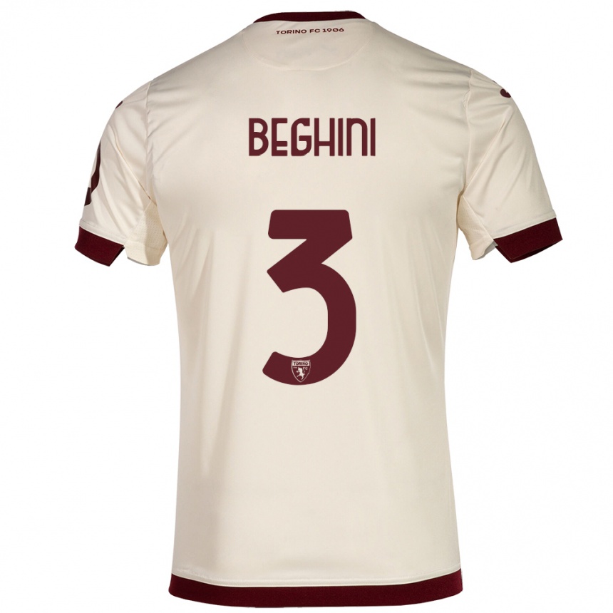 Hombre Fútbol Camiseta Giulia Beghini #3 Champán 2ª Equipación 2023/24