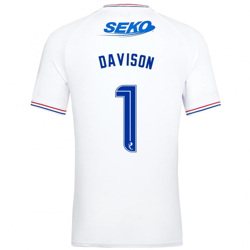 Hombre Fútbol Camiseta Hannah Davison #1 Blanco 2ª Equipación 2023/24