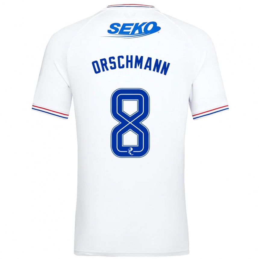 Hombre Fútbol Camiseta Dina Orschmann #8 Blanco 2ª Equipación 2023/24