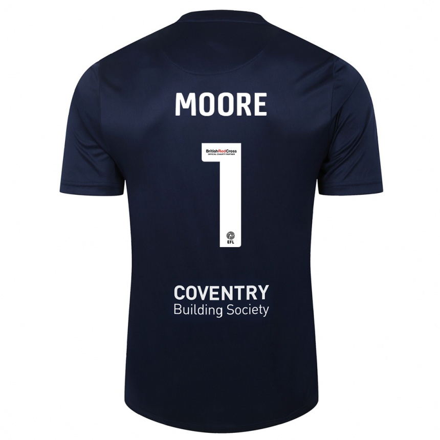 Hombre Fútbol Camiseta Simon Moore #1 Rojo Azul Marino 2ª Equipación 2023/24