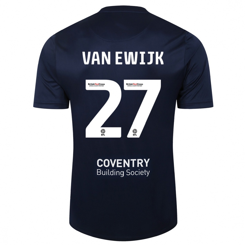 Hombre Fútbol Camiseta Milan Van Ewijk #27 Rojo Azul Marino 2ª Equipación 2023/24