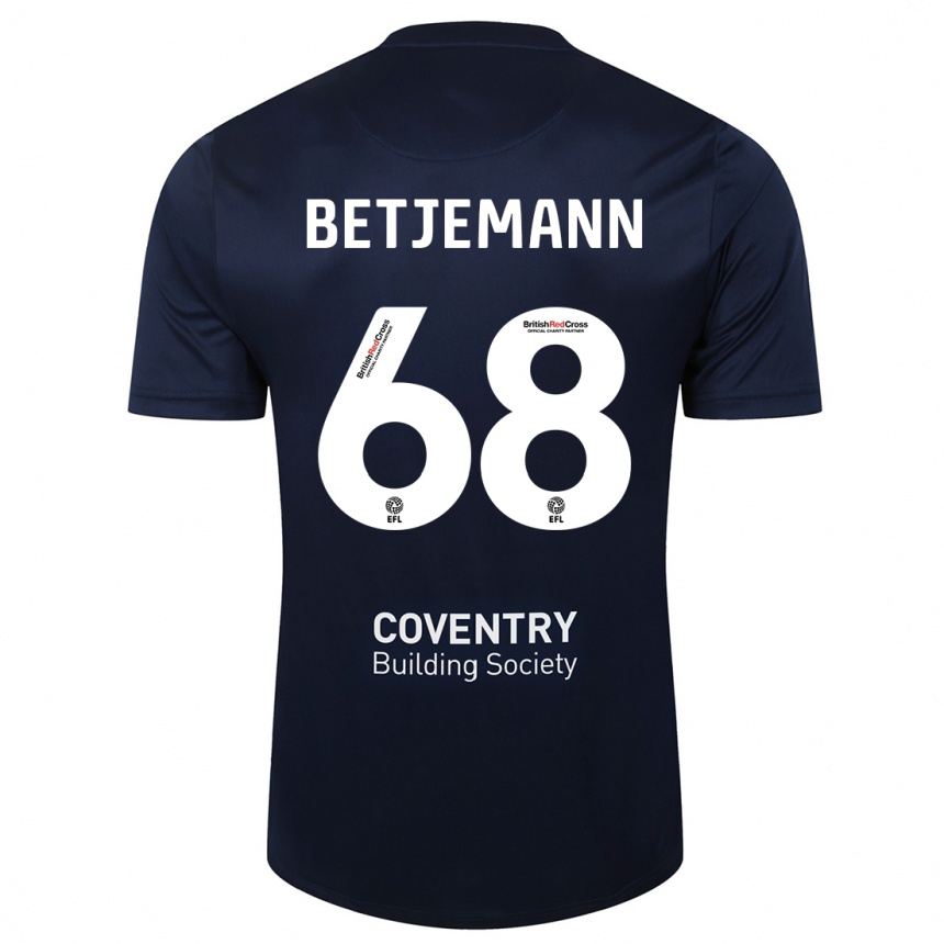 Hombre Fútbol Camiseta Elliot Betjemann #68 Rojo Azul Marino 2ª Equipación 2023/24