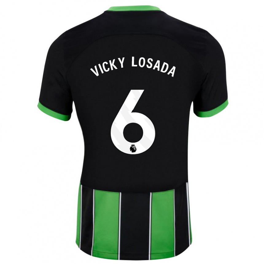 Hombre Fútbol Camiseta María Victoria Losada Gómez #6 Verde Negro 2ª Equipación 2023/24