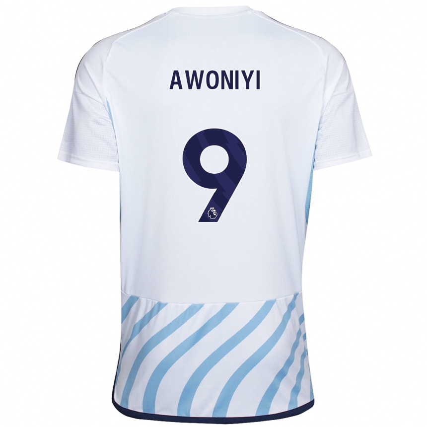 Hombre Fútbol Camiseta Taiwo Awoniyi #9 Blanco Azul 2ª Equipación 2023/24