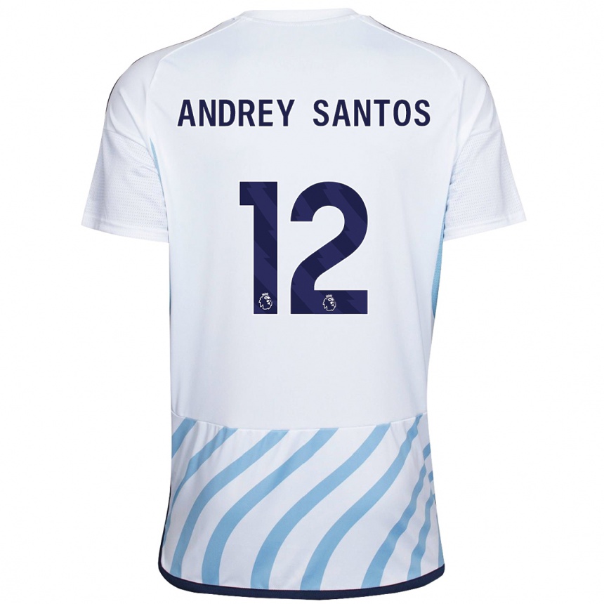 Hombre Fútbol Camiseta Andrey Santos #12 Blanco Azul 2ª Equipación 2023/24