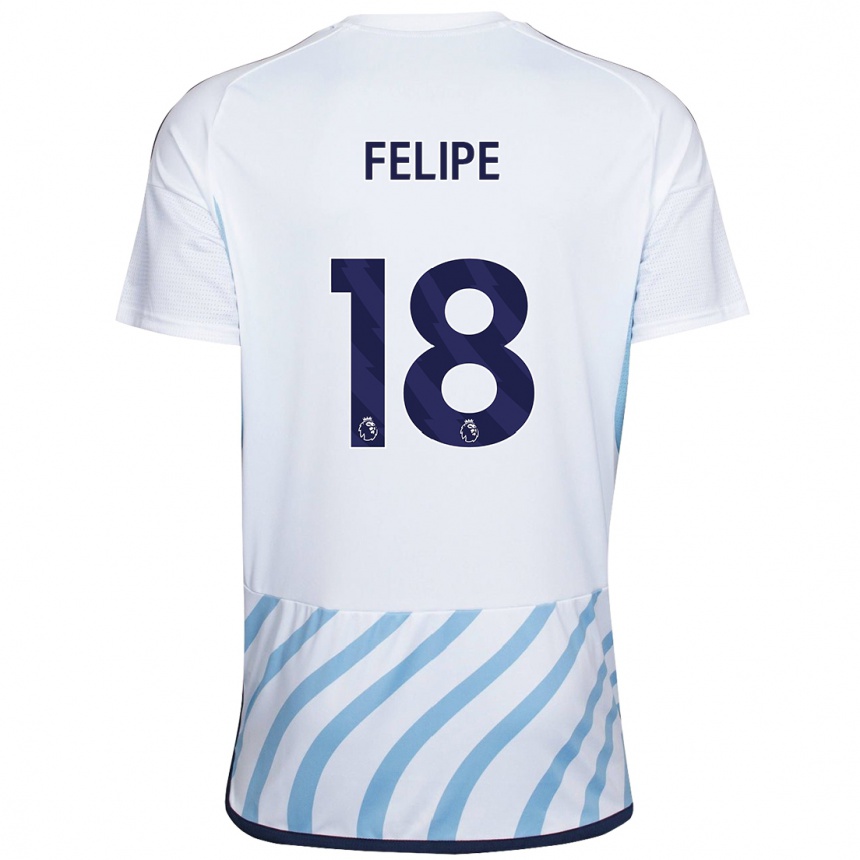 Hombre Fútbol Camiseta Felipe #18 Blanco Azul 2ª Equipación 2023/24