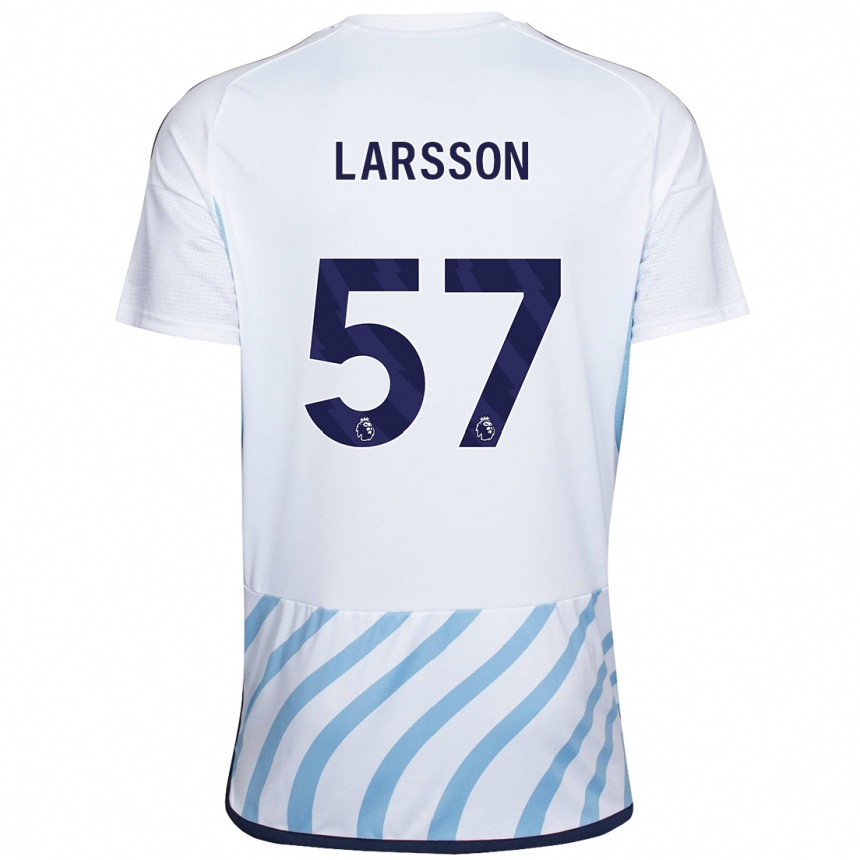 Hombre Fútbol Camiseta Julian Larsson #57 Blanco Azul 2ª Equipación 2023/24