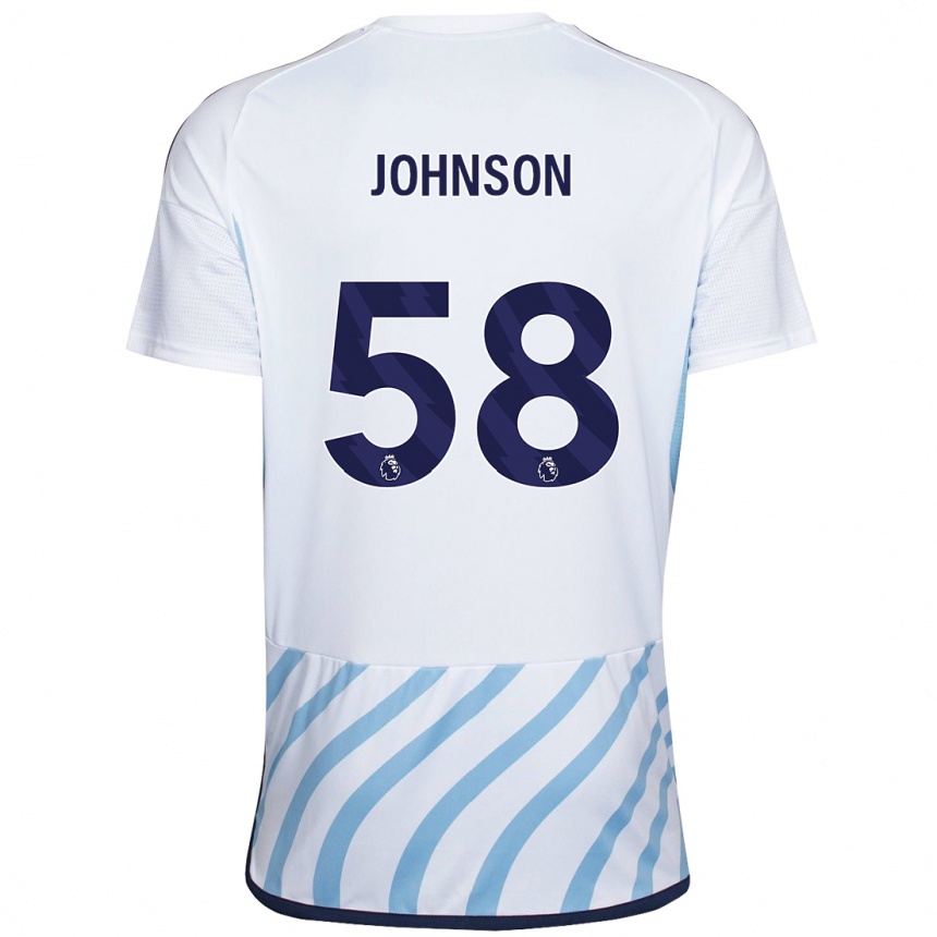 Hombre Fútbol Camiseta Pharrell Johnson #58 Blanco Azul 2ª Equipación 2023/24