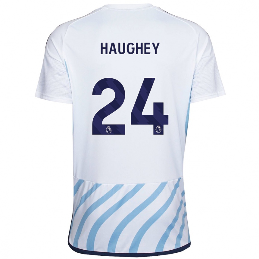 Hombre Fútbol Camiseta Ella Haughey #24 Blanco Azul 2ª Equipación 2023/24