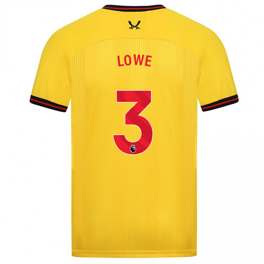 Hombre Fútbol Camiseta Max Lowe #3 Amarillo 2ª Equipación 2023/24