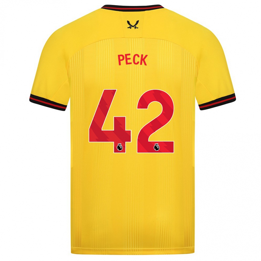 Hombre Fútbol Camiseta Sydie Peck #42 Amarillo 2ª Equipación 2023/24