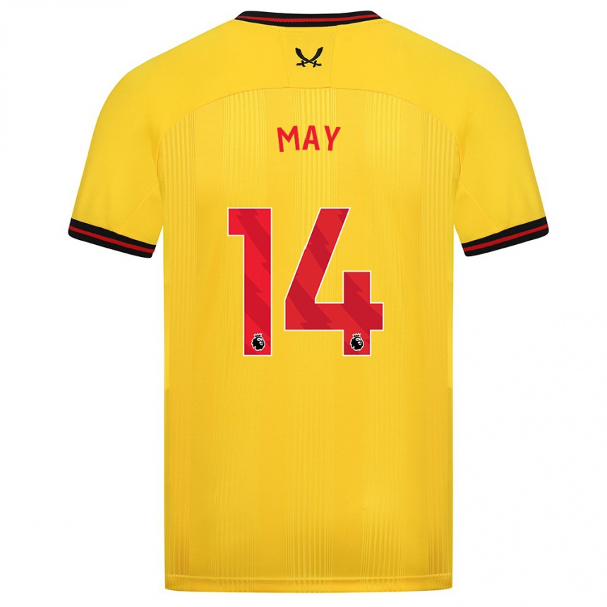 Hombre Fútbol Camiseta Ellie May #14 Amarillo 2ª Equipación 2023/24
