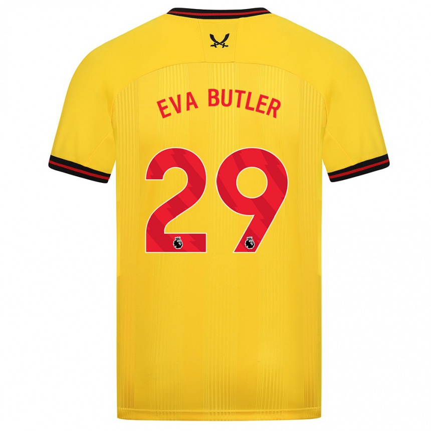 Hombre Fútbol Camiseta Eva Butler #29 Amarillo 2ª Equipación 2023/24