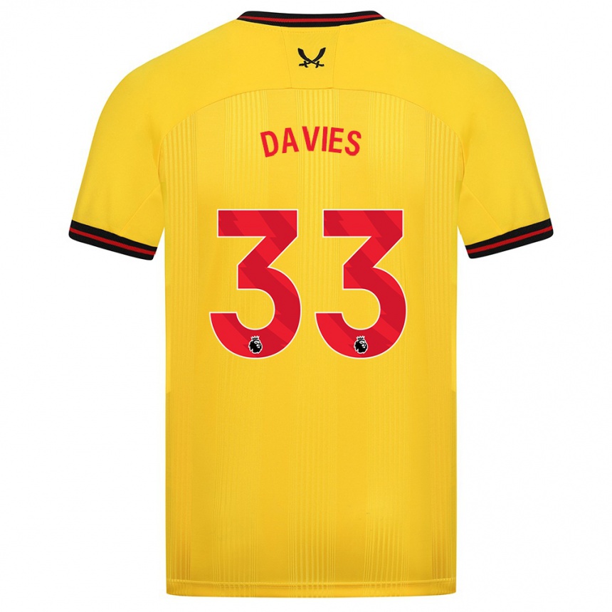 Hombre Fútbol Camiseta Bethan Davies #33 Amarillo 2ª Equipación 2023/24