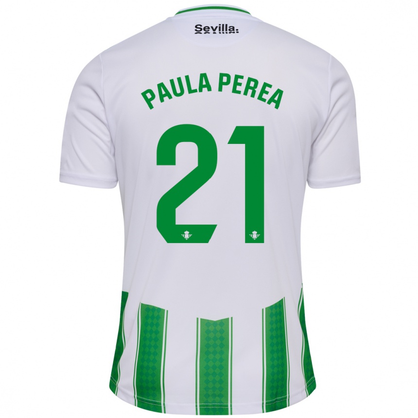 Mujer Fútbol Camiseta Paula Perea Ramírez #21 Blanco 1ª Equipación 2023/24