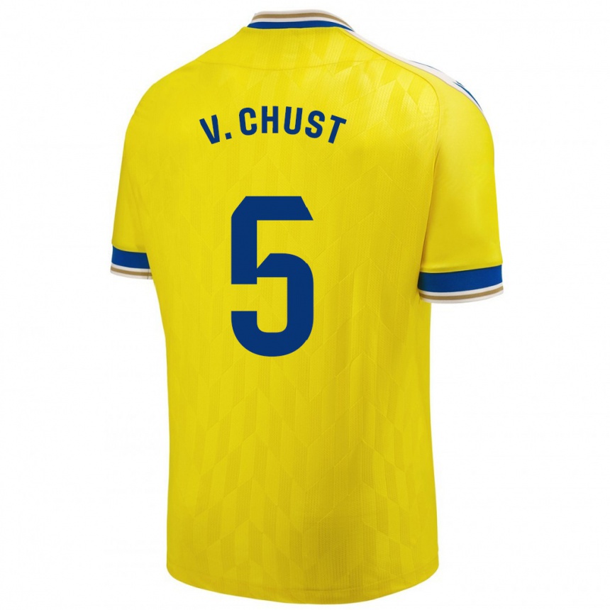 Mujer Fútbol Camiseta Víctor Chust #5 Amarillo 1ª Equipación 2023/24